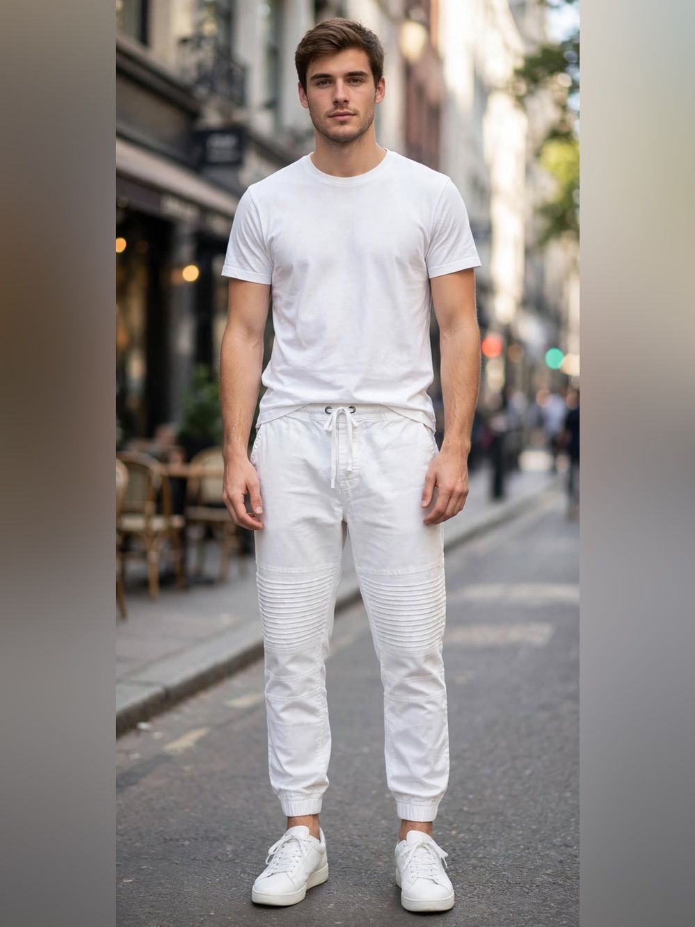 Phat Farm White Moto Jogger Pants - Y2K Streetwear, Size M